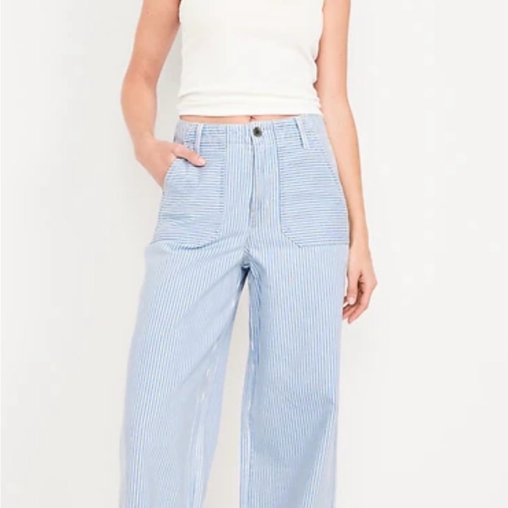 Old Navy Blue Striped Baggy Wide Leg Pants